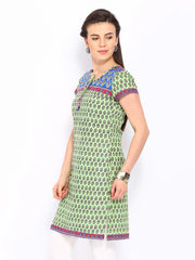 Rain &amp; Rainbow Women Green Printed Kurta