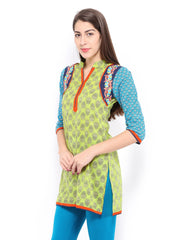 Rain &amp; Rainbow Women Green Printed Kurta