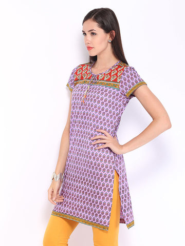 Rain &amp; Rainbow Women Purple Printed Kurta