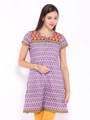 Rain &amp; Rainbow Women Purple Printed Kurta
