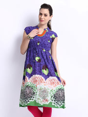 Rain &amp; Rainbow Women Purple &amp; Green Printed Kurta