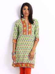 Rain &amp; Rainbow Women Green Printed Kurta