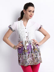 Rain &amp; Rainbow Women White Printed Tunic