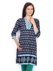 Rain &amp; Rainbow Navy &amp; Blue Printed Kurta