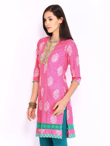 Rain &amp; Rainbow Women Pink Printed Kurta