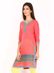 Rain &amp; Rainbow Women Pink Striped Kurta