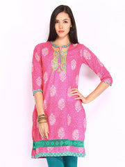 Rain &amp; Rainbow Women Pink Printed Kurta