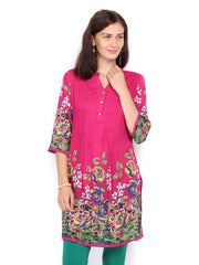 Rain &amp; Rainbow Women Pink Printed Kurta