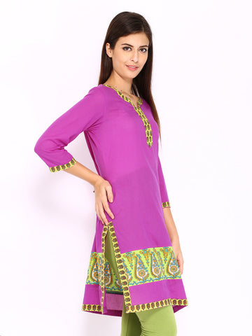 Rain &amp; Rainbow Women Magenta Printed Kurta