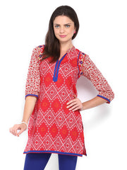 Rain &amp; Rainbow Women Red Printed Kurta