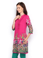 Rain &amp; Rainbow Women Pink Printed Kurta