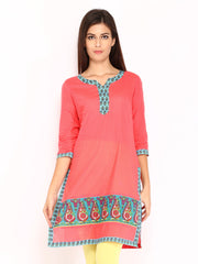Rain &amp; Rainbow Women Pink Striped Kurta
