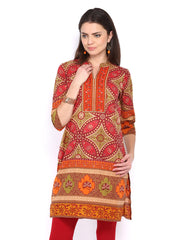 Rain &amp; Rainbow Women Maroon Printed Kurta