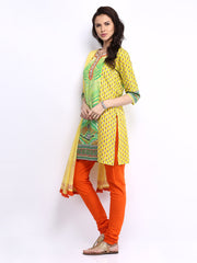 Rain &amp; Rainbow Women Multi-Coloured Churidar Kurta with Dupatta
