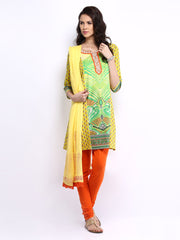 Rain &amp; Rainbow Women Multi-Coloured Churidar Kurta with Dupatta