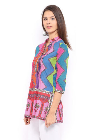 Rain &amp; Rainbow Women Multicoloured Printed Kurti