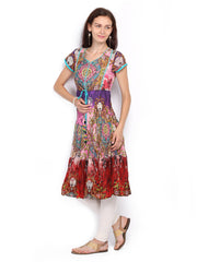 Rain &amp; Rainbow Women Multicoloured Printed Anarkali Kurta