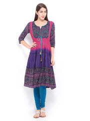 Rain &amp; Rainbow Women Pink &amp; Purple Anarkali Kurta