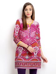 Rain &amp; Rainbow Women Pink Printed Kurta