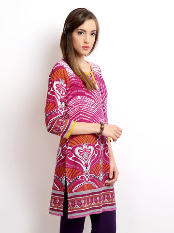 Rain &amp; Rainbow Women Pink Printed Kurta