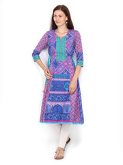 Rain &amp; Rainbow Women Purple &amp; Blue Printed Kurta