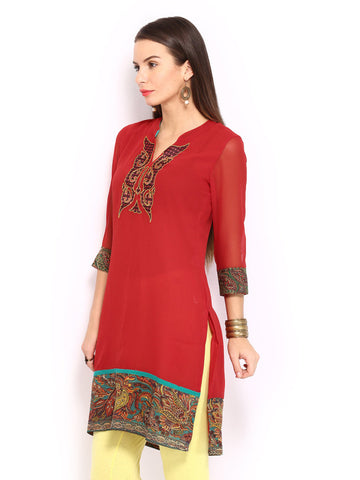 Rain &amp; Rainbow Women Red Kurta