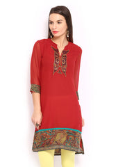 Rain &amp; Rainbow Women Red Kurta