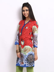 Rain &amp; Rainbow Women Red Printed Kurta
