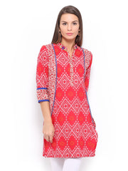Rain &amp; Rainbow Women Red Printed Kurta