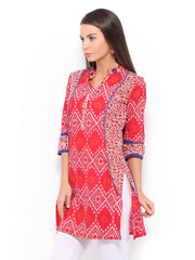 Rain &amp; Rainbow Women Red Printed Kurta