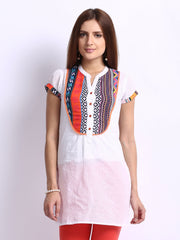 Rain &amp; Rainbow Women White Printed Kurta