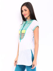 Rain &amp; Rainbow Women White Printed Kurta