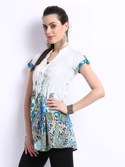 Rain &amp; Rainbow Women White Printed Tunic