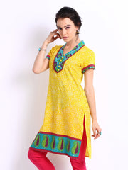 Rain &amp; Rainbow Women Yellow Printed Kurta