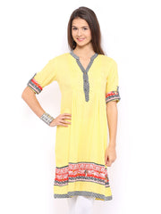 Rain &amp; Rainbow Women Yellow Kurta