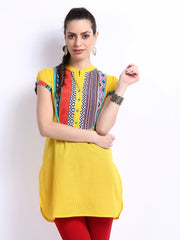 Rain &amp; Rainbow Women Yellow Printed Kurta