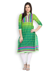 Raindrops Women Green Printed Kurta