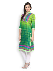 Raindrops Women Green Printed Kurta