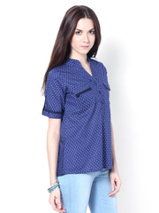 Raindrops Women Blue Printed Top