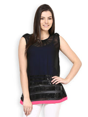 Raindrops Women Black Sheer Top