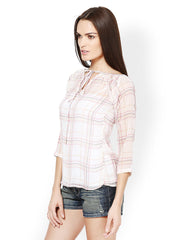 Raindrops Women White Checked Top