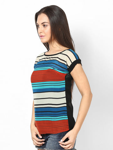 Raindrops Women Black Striped Top