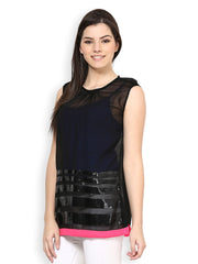 Raindrops Women Black Sheer Top