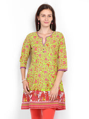 Rangriti Women Green &amp; Pink Printed Kurta