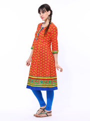 Rangriti Women Red &amp; Yellow Printed Anarkali Kurta