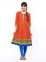 Rangriti Women Red &amp; Yellow Printed Anarkali Kurta