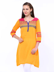 Rangriti Women Yellow A-Line Kurta