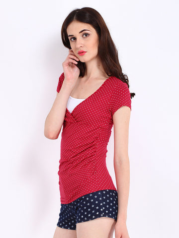 Red Herring by Debenhams Red Polka Dot Print Maternity Top