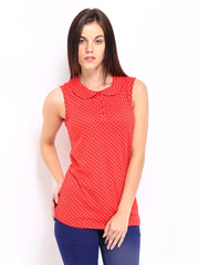 Red Herring by Debenhams Women Red &amp; White Dot Print Top