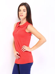 Red Herring by Debenhams Women Red &amp; White Dot Print Top